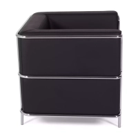 Torino 1 zits moderne sofa in leer en verchroomd staal - Mobelarium