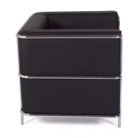 Sofá moderno Torino de 1 lugar em couro e aço cromado - Mueble Design