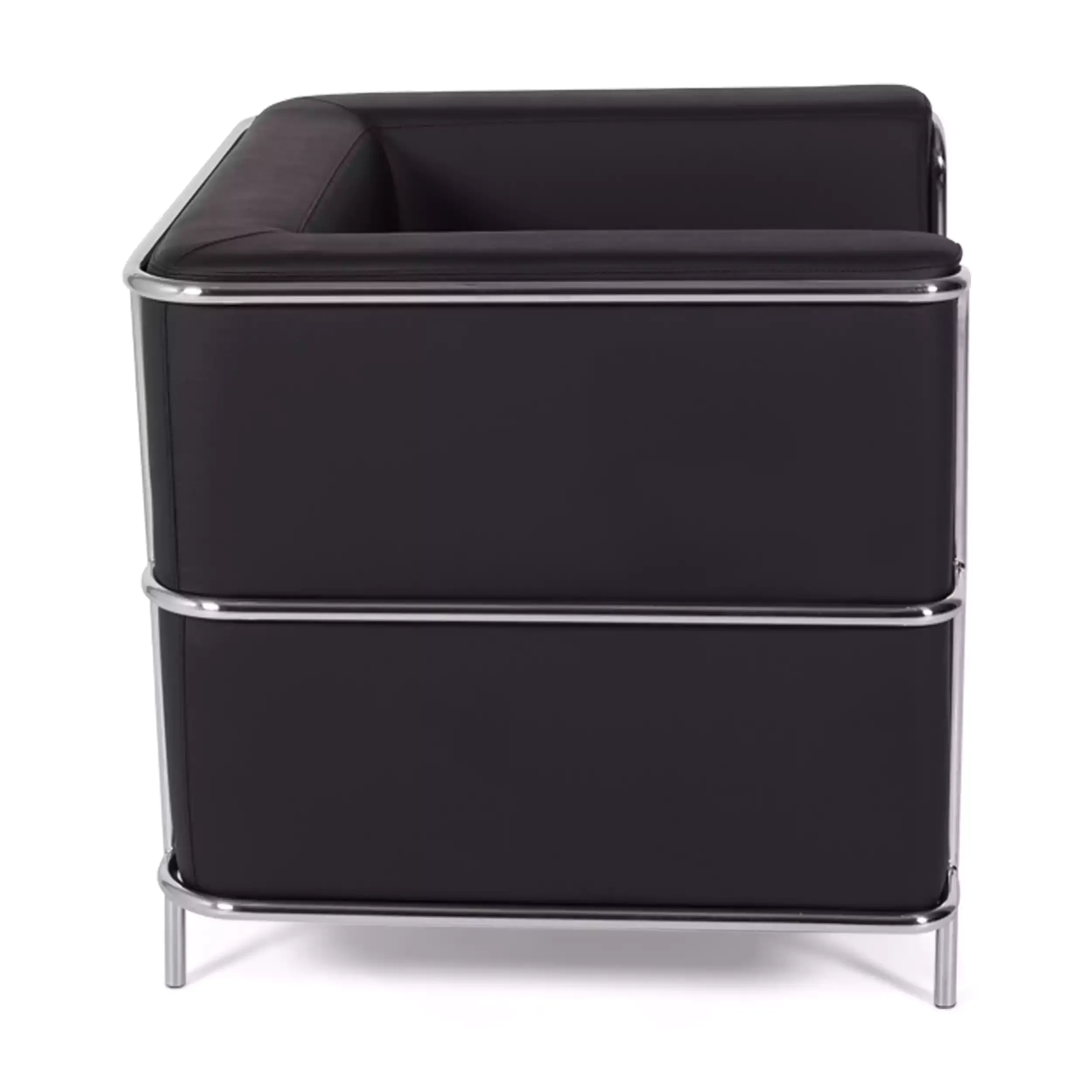 Torino 1 seater modern sofa in leather and chromed steel - Mueble Design