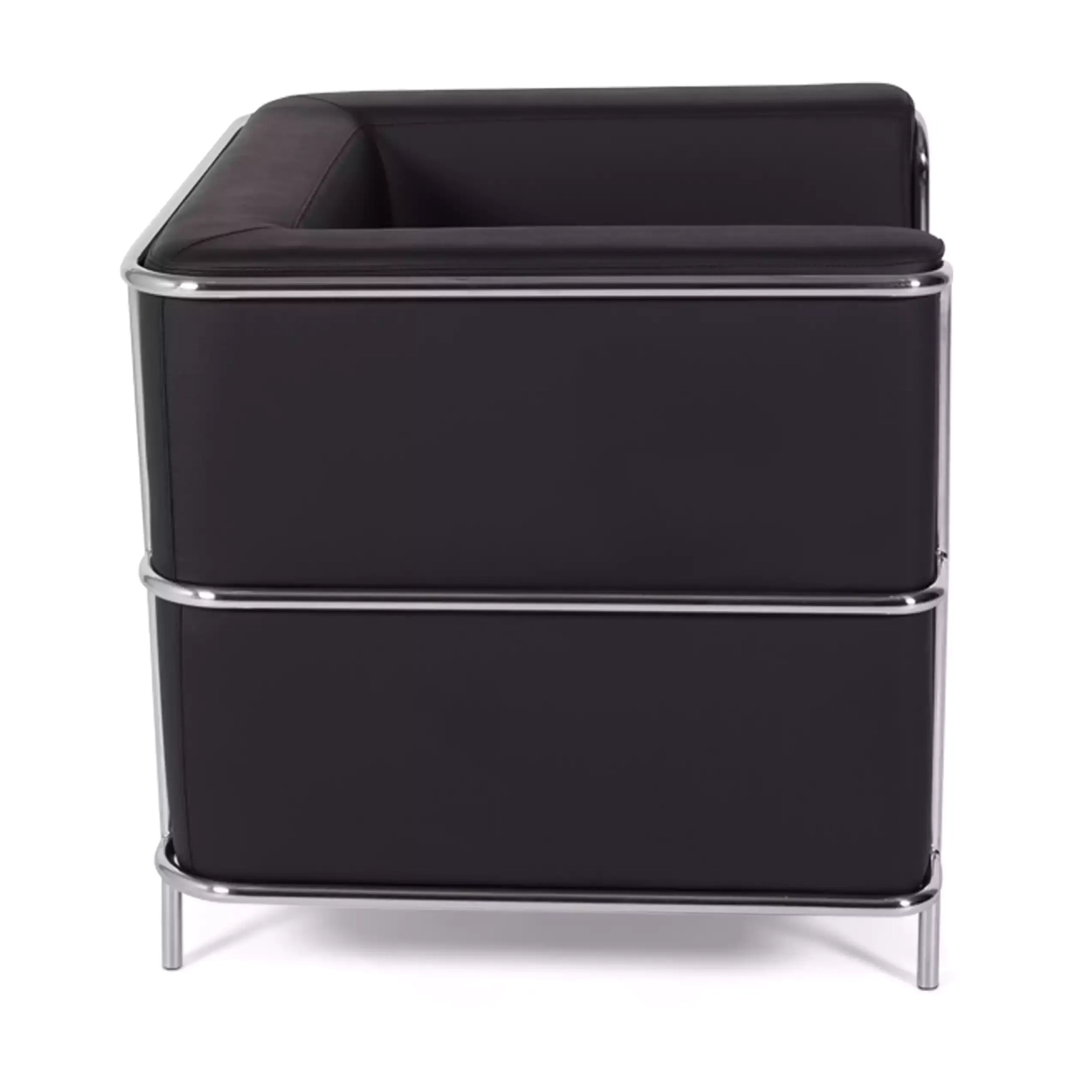 Torino 1-sitsig modern soffa i läder och förkromat stål - Mobelarium