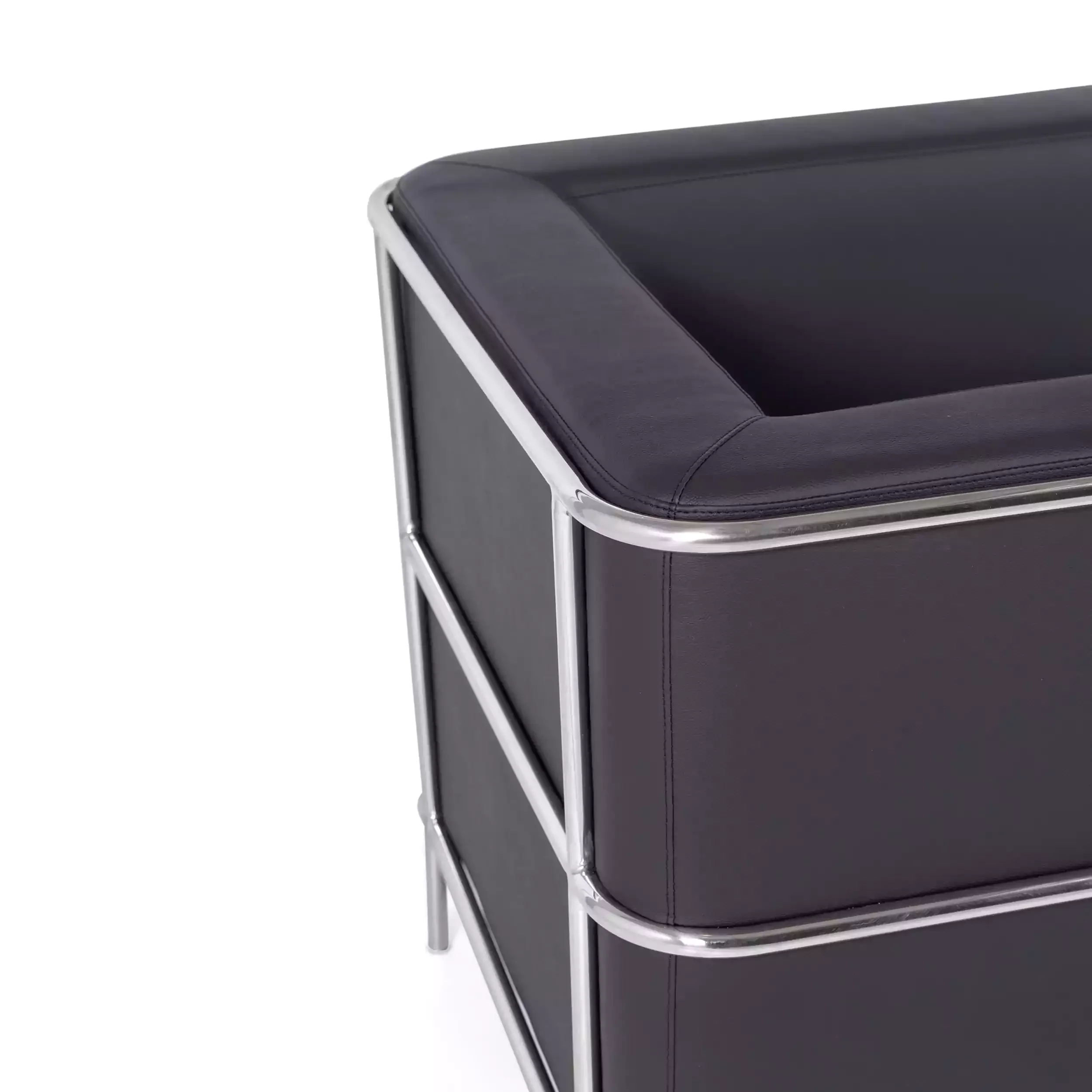 Torino 1 seater modern sofa in leather and chromed steel - Mueble Design