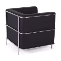 Torino 1 seater modern sofa in leather and chromed steel - Mueble Design