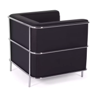 Torino 1 zits moderne sofa in leer en verchroomd staal - Mobelarium