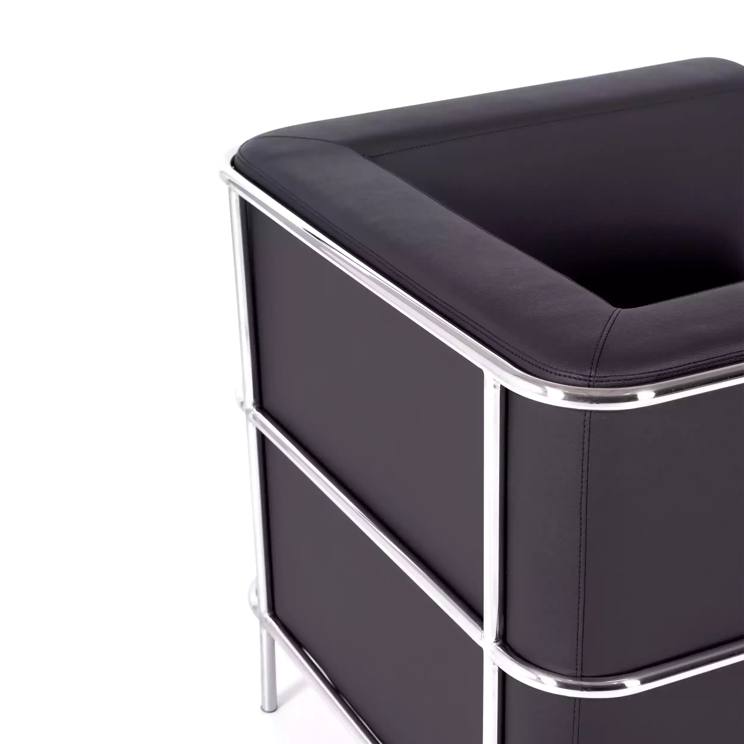 Torino 1 seater modern sofa in leather and chromed steel - Mueble Design