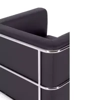 Sofá moderno Torino de 1 lugar em couro e aço cromado - Mueble Design