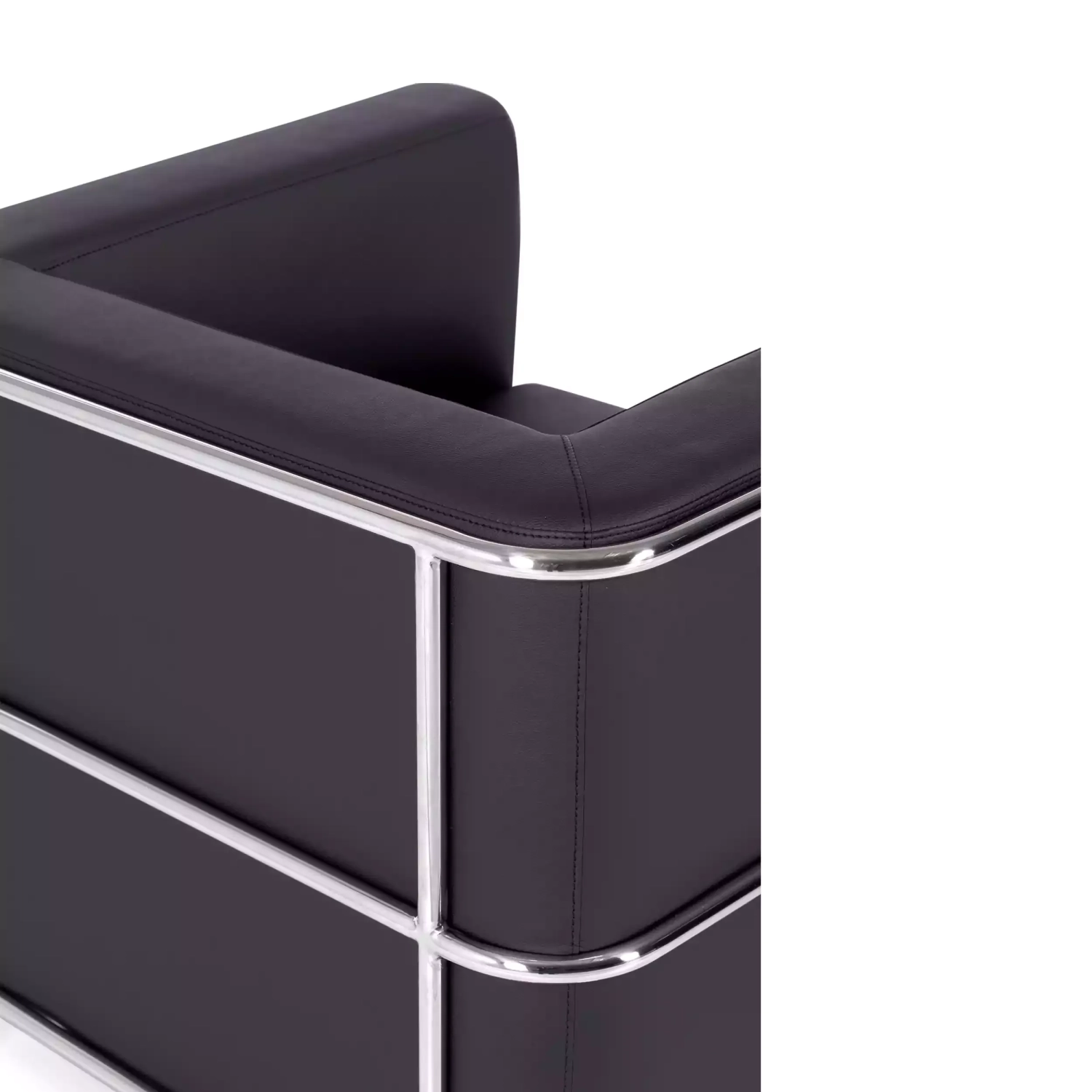 Torino 1-sitsig modern soffa i läder och förkromat stål - Mobelarium