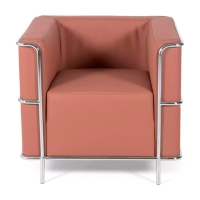 Torino 1 seater modern sofa in leather and chromed steel - Mueble Design