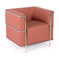 Torino - 1místná moderní pohovka v kůži a chromované oceli - Mobelarium
