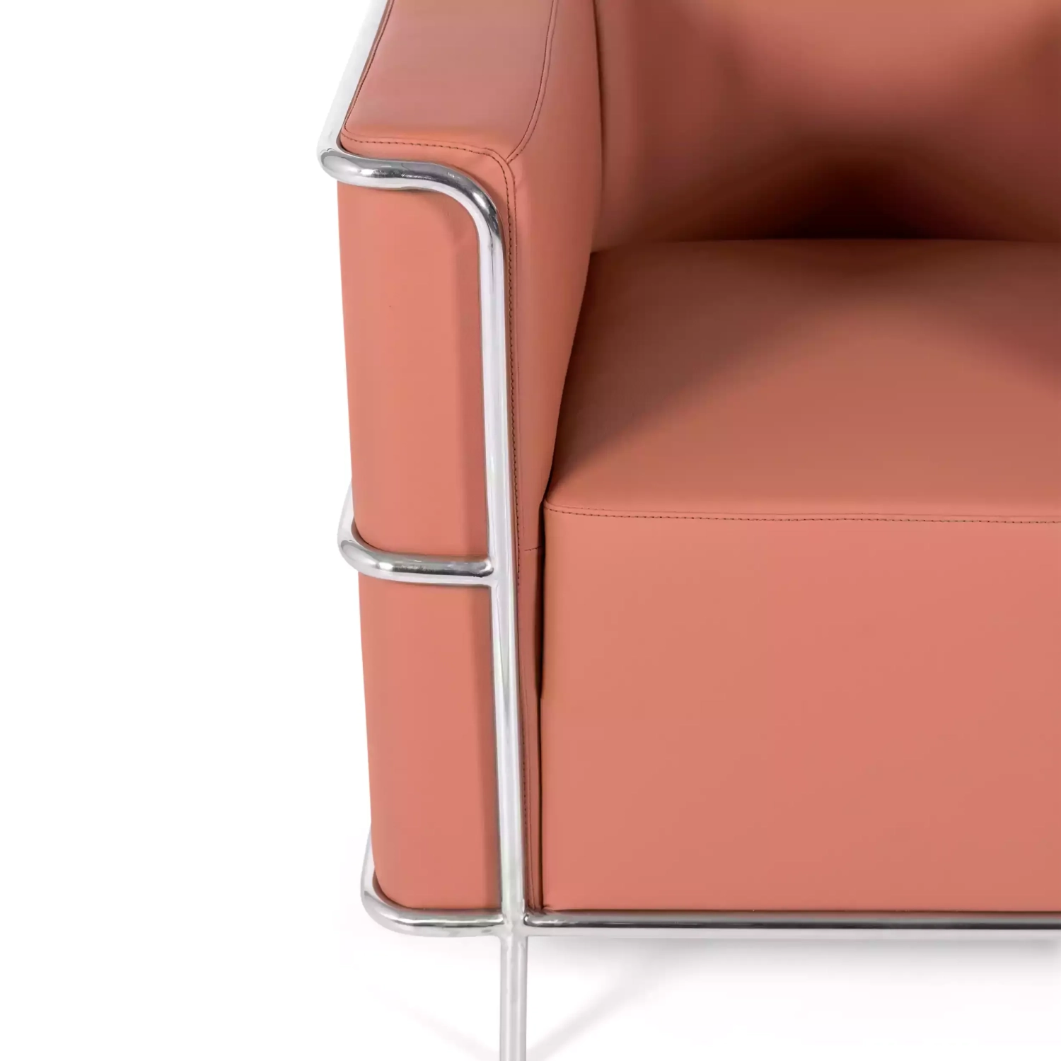 Torino 1 istuttava moderni sohva nahkaa ja kromattua terästä - Mobelarium