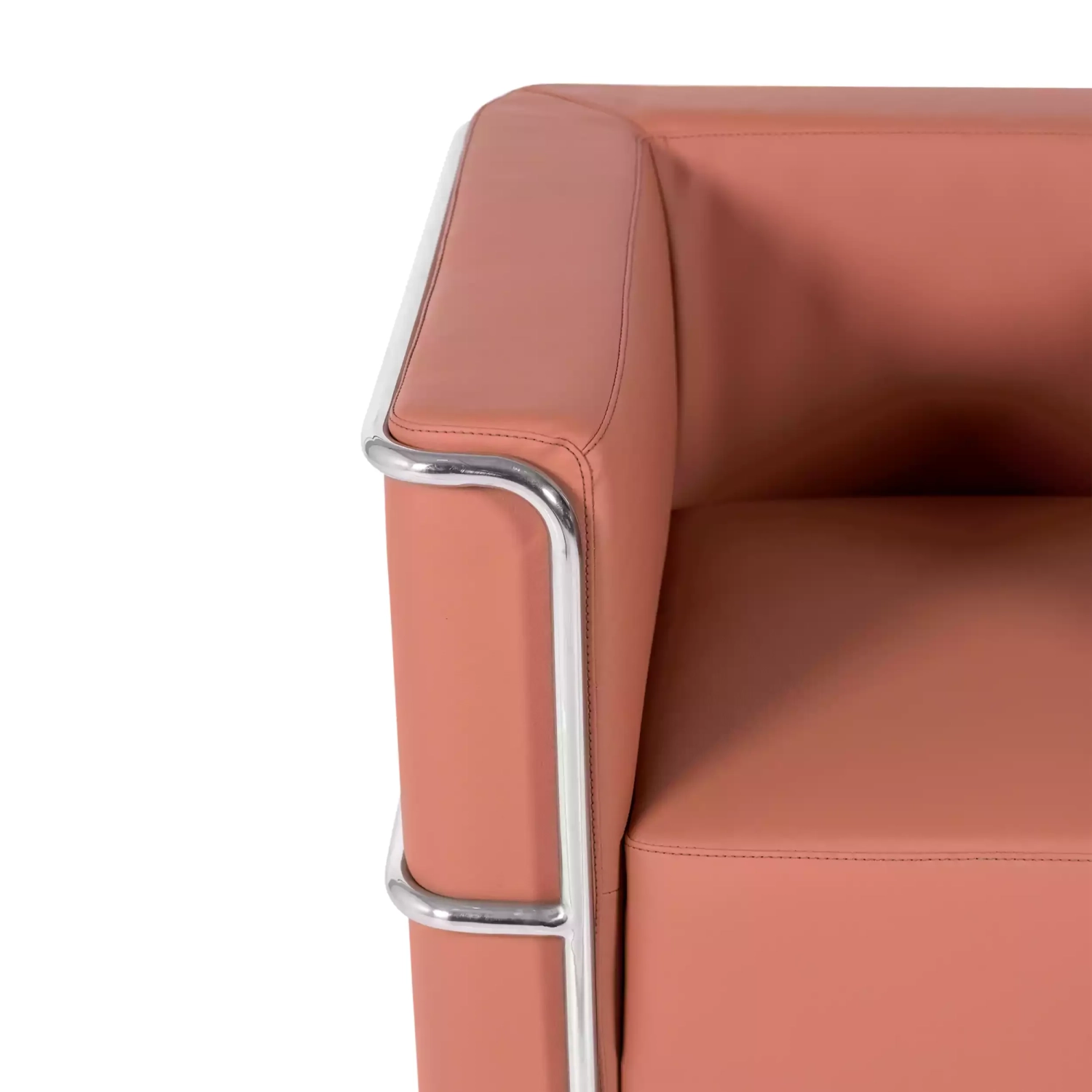 Torino 1 seater modern sofa in leather and chromed steel - Mueble Design