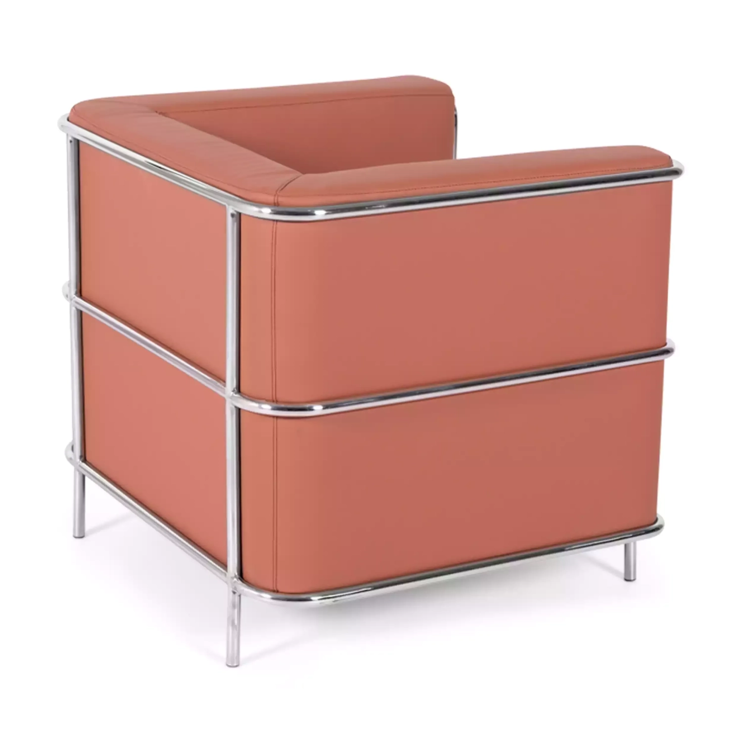 Torino 1-sitziges modernes Sofa aus Leder und verchromtem Stahl - Mobelarium