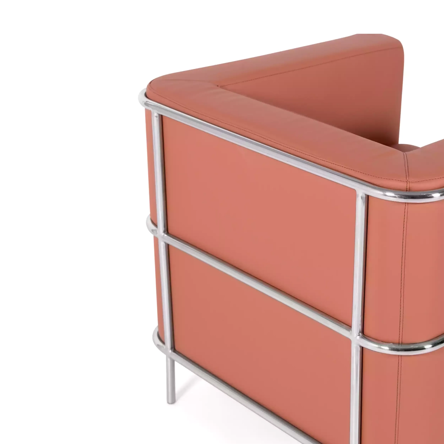 Torino 1 seater modern sofa in leather and chromed steel - Mueble Design