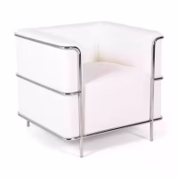Sofá moderno Torino de 1 lugar em couro e aço cromado - Mueble Design