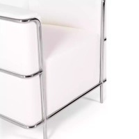 Torino 1 seater modern sofa in leather and chromed steel - Mueble Design