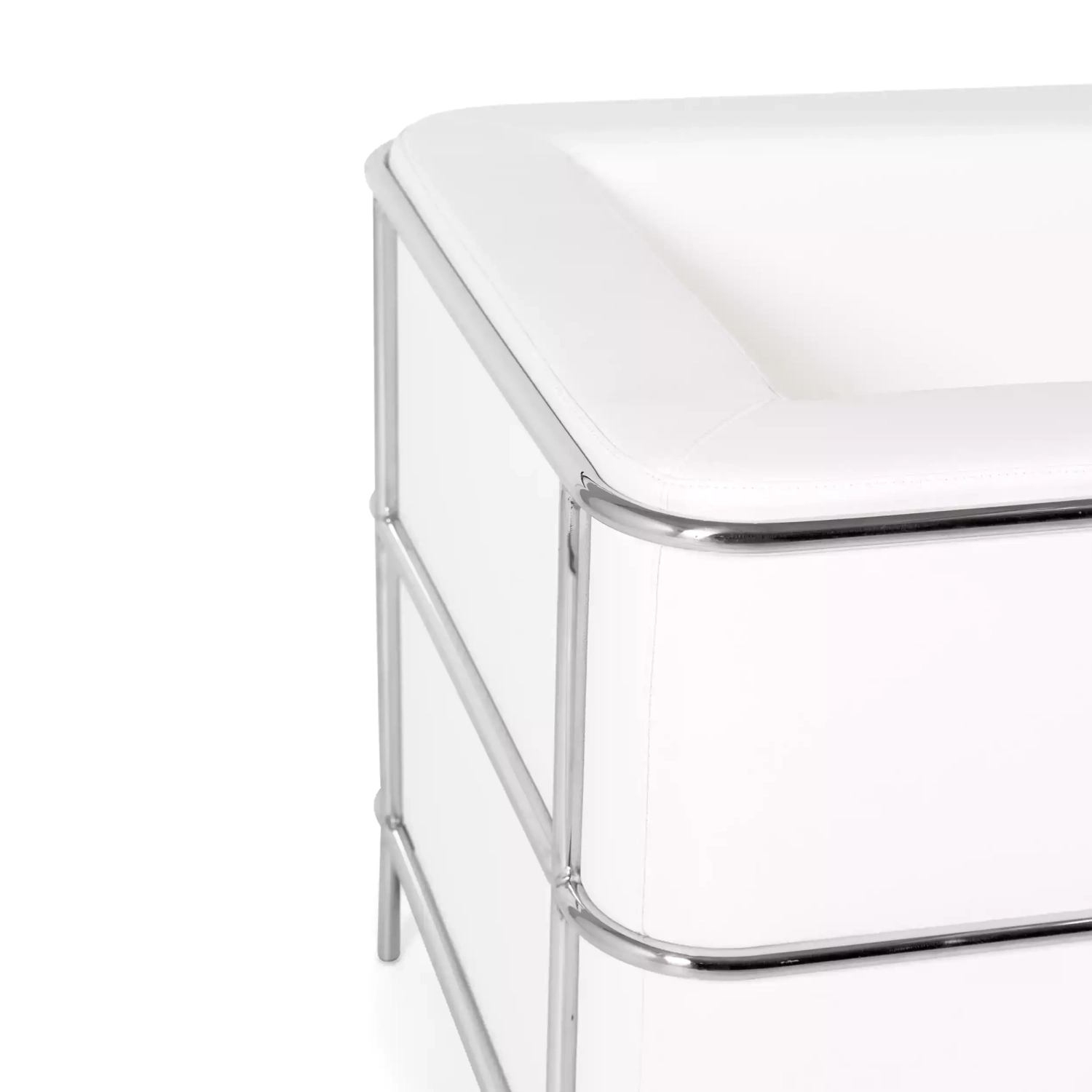 Torino 1 zits moderne sofa in leer en verchroomd staal - Mobelarium