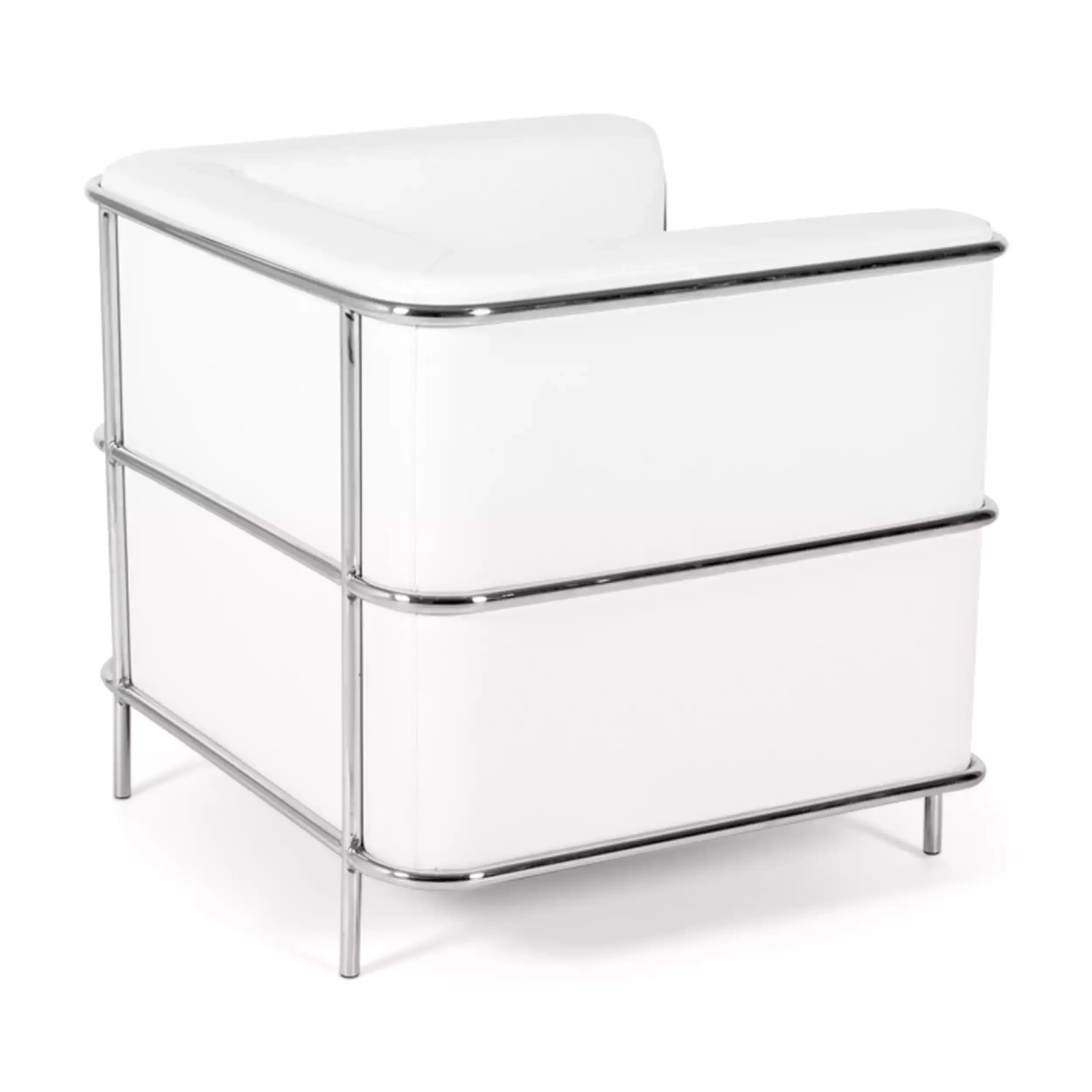 Torino 1 seater modern sofa in leather and chromed steel - Mueble Design