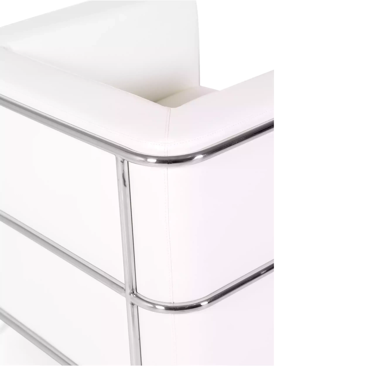 Sofá moderno Torino de 1 lugar em couro e aço cromado - Mueble Design