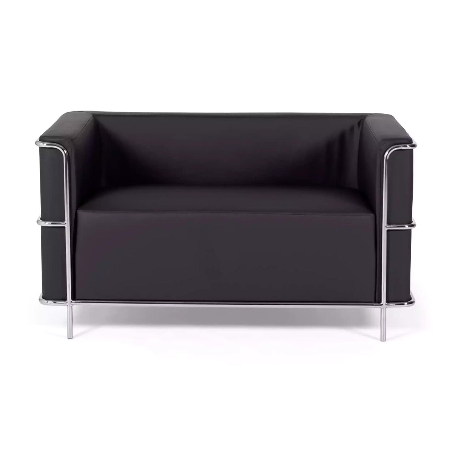 Torino 2-sitssoffa i ekoläder och förkromat stål 🛋️ - Mobelarium