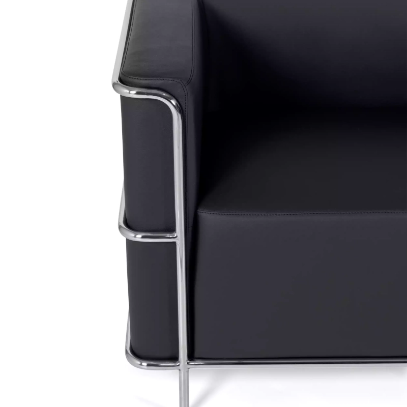 2-osobowa sofa Torino z ekoskóry i chromowanej stali 🛋️ - Mobelarium