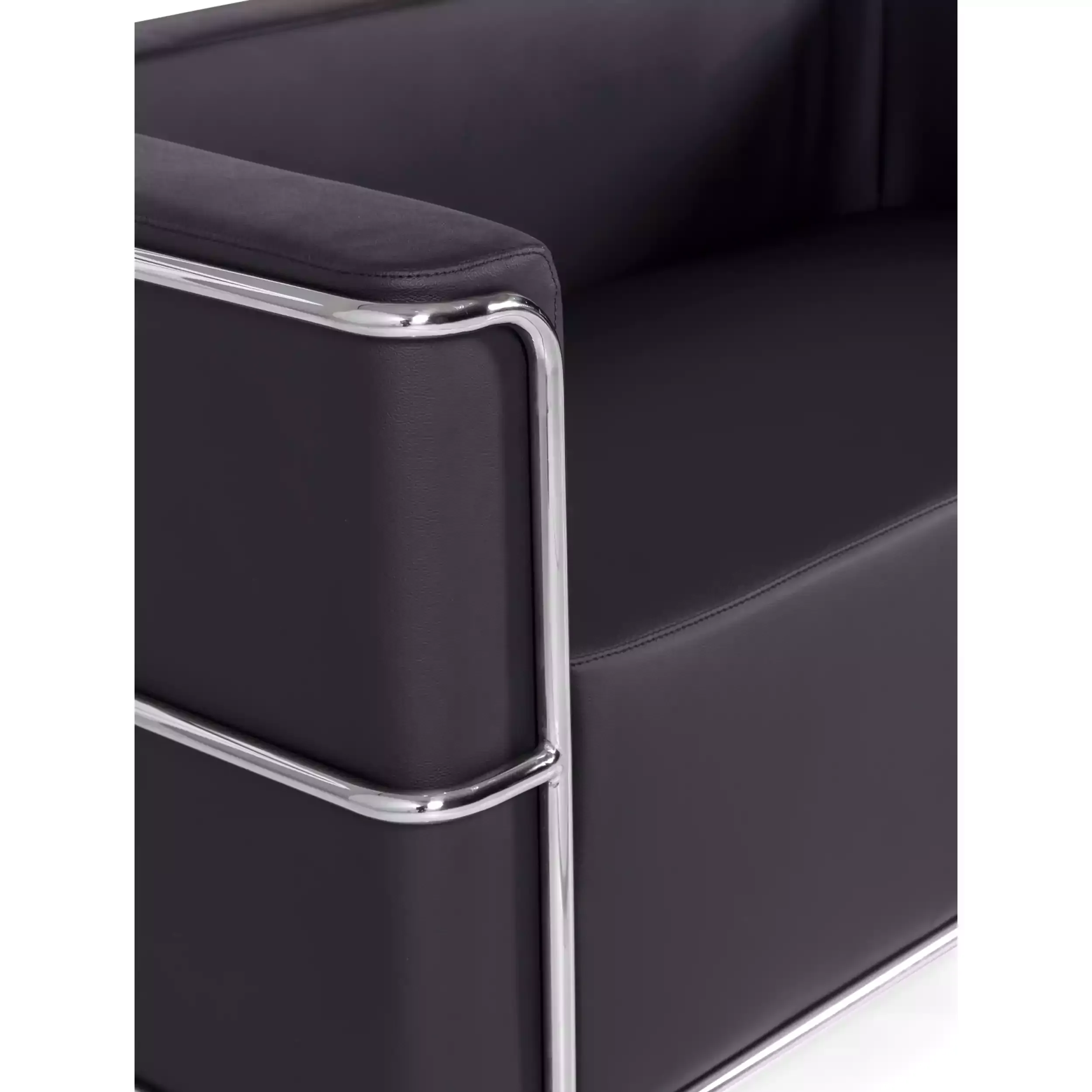 Sofá Torino de 2 lugares em couro ecológico e aço cromado 🛋️ - Mueble Design