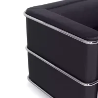 Sofá Torino de 2 lugares em couro ecológico e aço cromado 🛋️ - Mueble Design