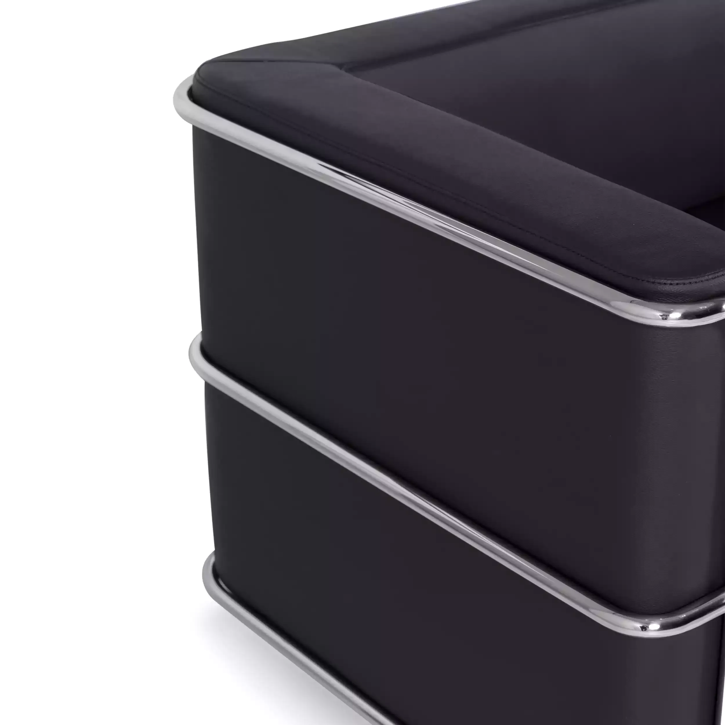 Sofá Torino de 2 lugares em couro ecológico e aço cromado 🛋️ - Mueble Design