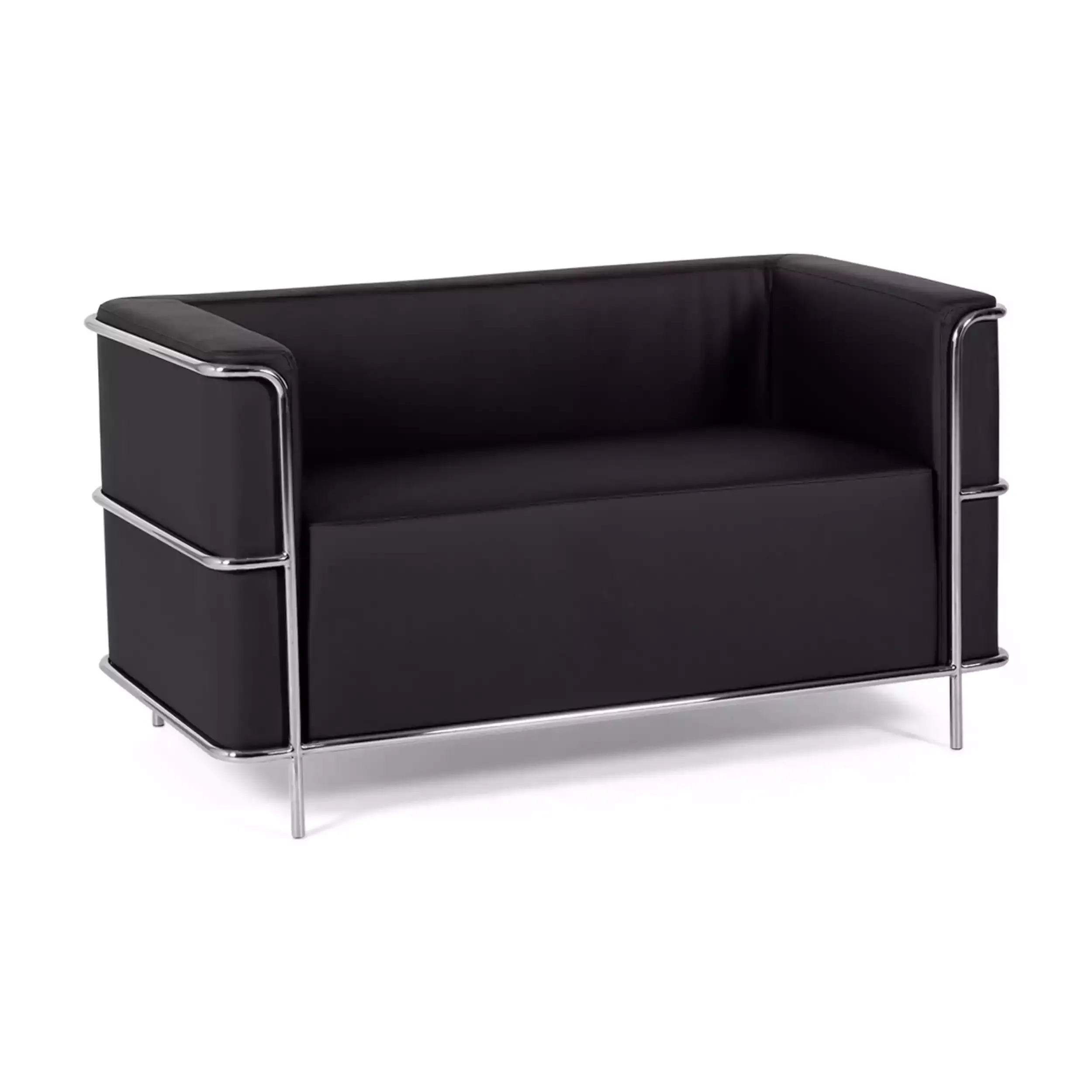 Torino 2 seater sofa in eco-leather and chromed steel 🛋️ - Mueble Design