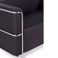 Sofá Torino de 2 lugares em couro ecológico e aço cromado 🛋️ - Mueble Design