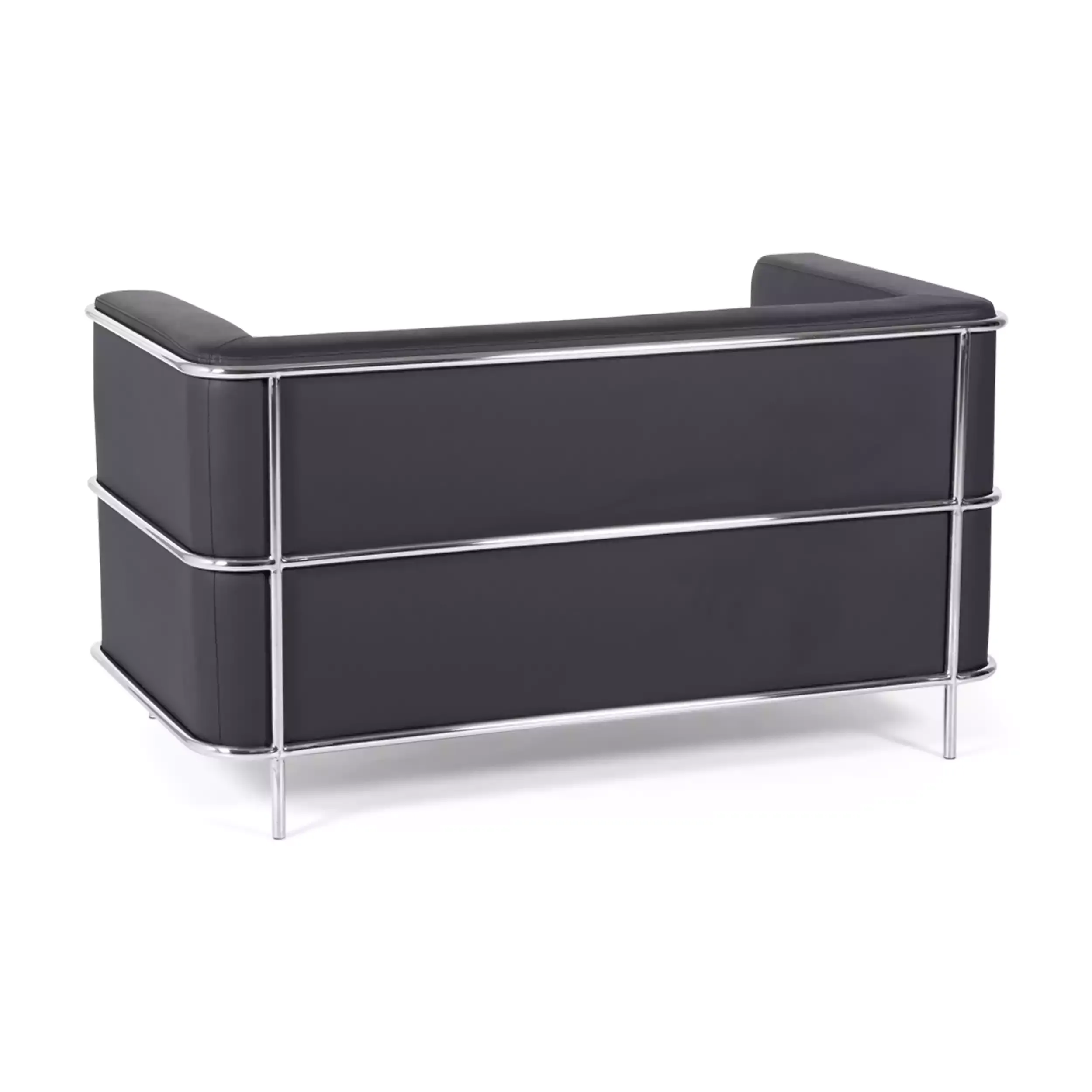 Sofá Torino de 2 lugares em couro ecológico e aço cromado 🛋️ - Mueble Design