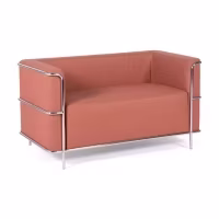Torino 2 seater sofa in eco-leather and chromed steel 🛋️ - Mueble Design