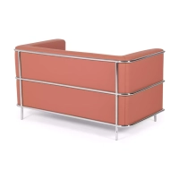 Torino 2-zitsbank van ecoleder en verchroomd staal 🛋️ - Mobelarium