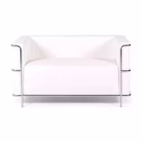 Sofá Torino de 2 lugares em couro ecológico e aço cromado 🛋️ - Mueble Design