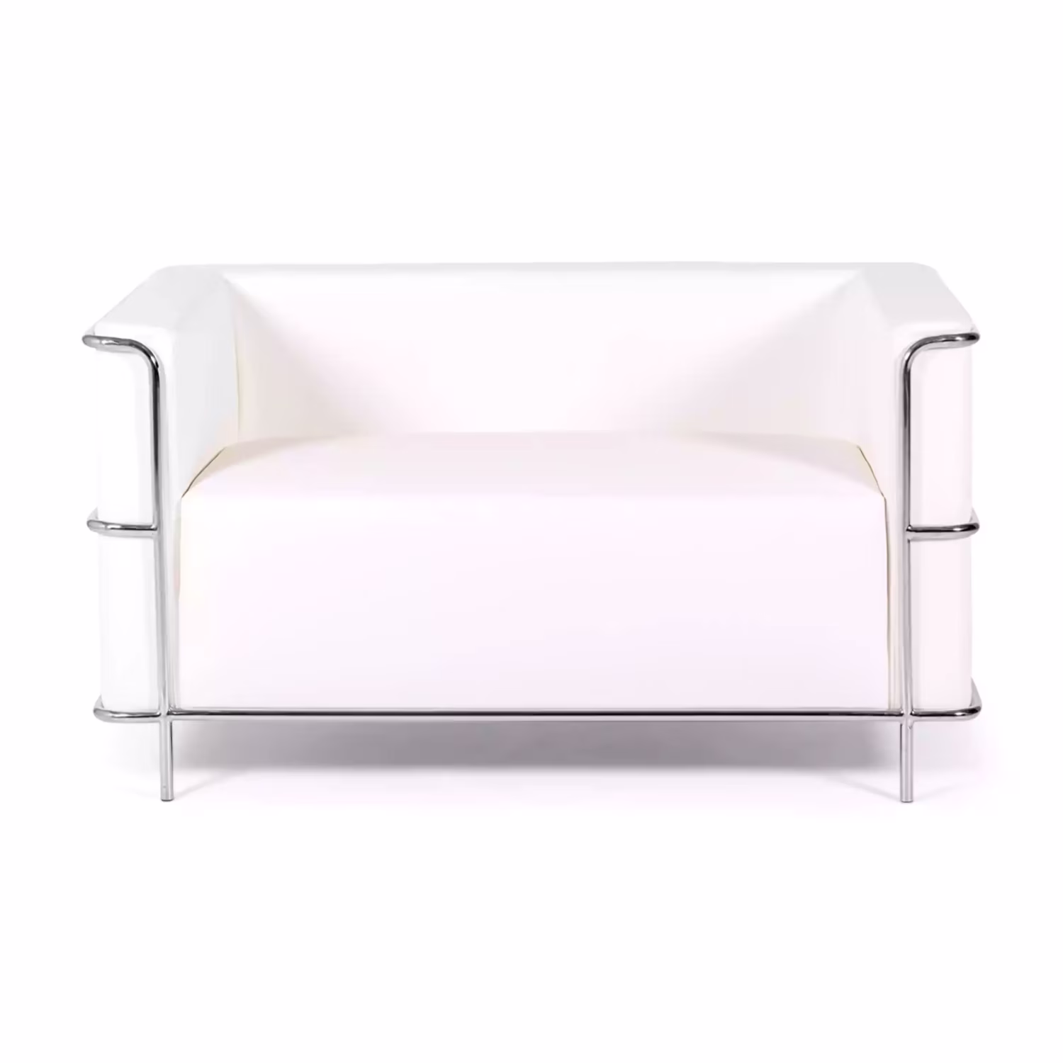Sofá Torino de 2 lugares em couro ecológico e aço cromado 🛋️ - Mueble Design