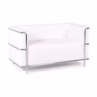 Sofá Torino de 2 lugares em couro ecológico e aço cromado 🛋️ - Mueble Design