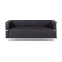 Sofa 3-osobowa Torino z ekoskóry i chromowanej stali - Mobelarium