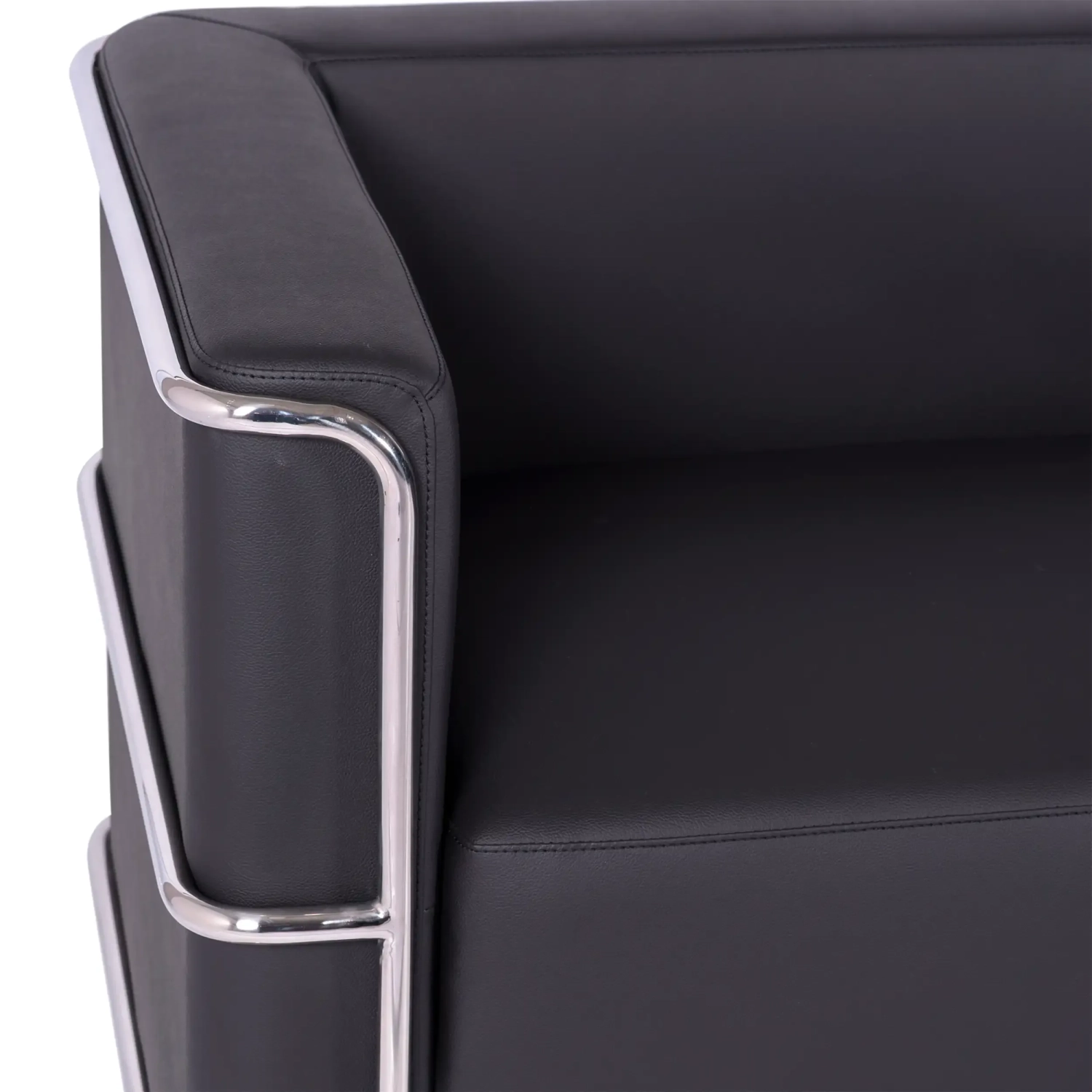 Sofa 3-osobowa Torino z ekoskóry i chromowanej stali - Mobelarium