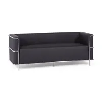 Sofá Torino de 3 lugares em couro ecológico e aço cromado - Mueble Design