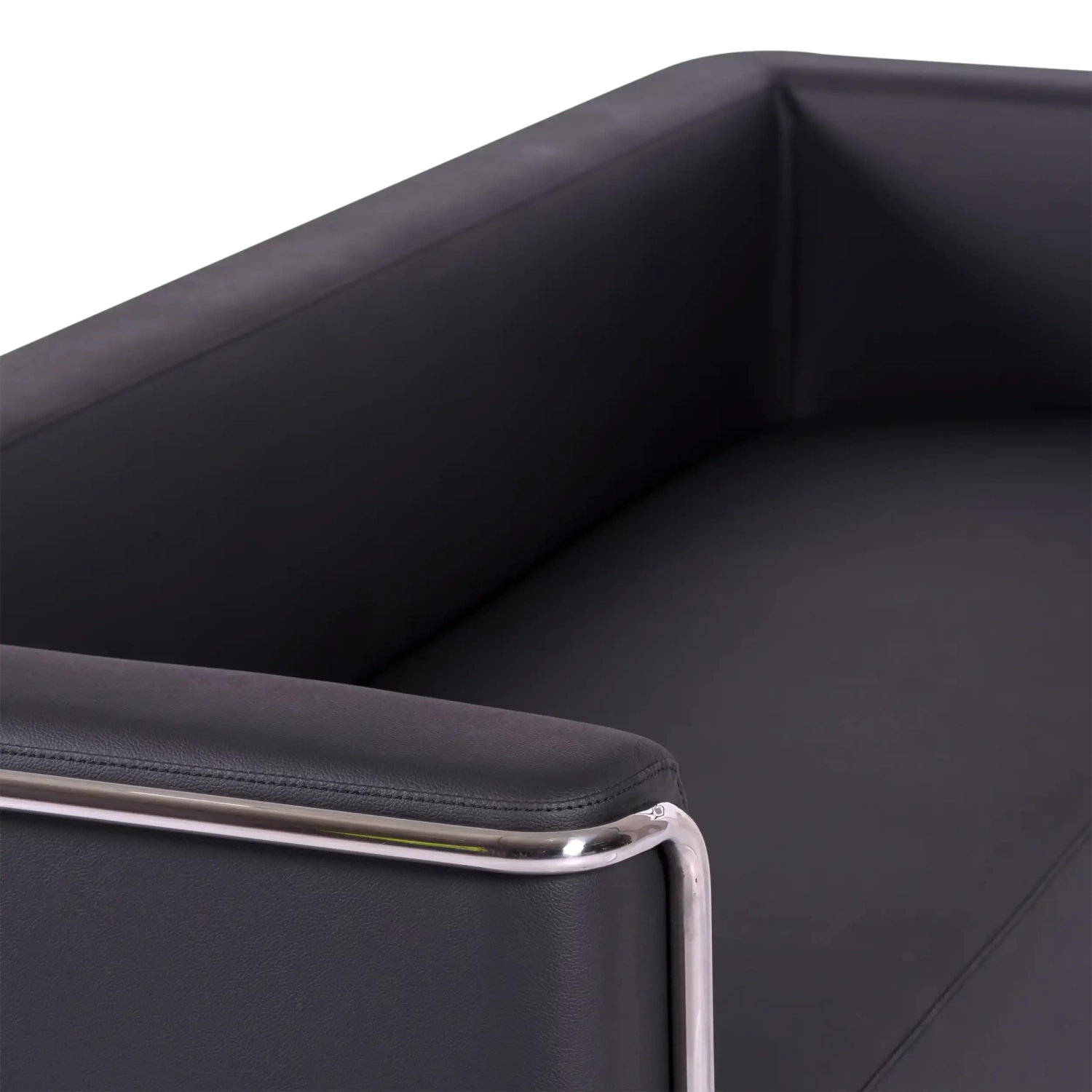 Sofa 3-osobowa Torino z ekoskóry i chromowanej stali - Mobelarium