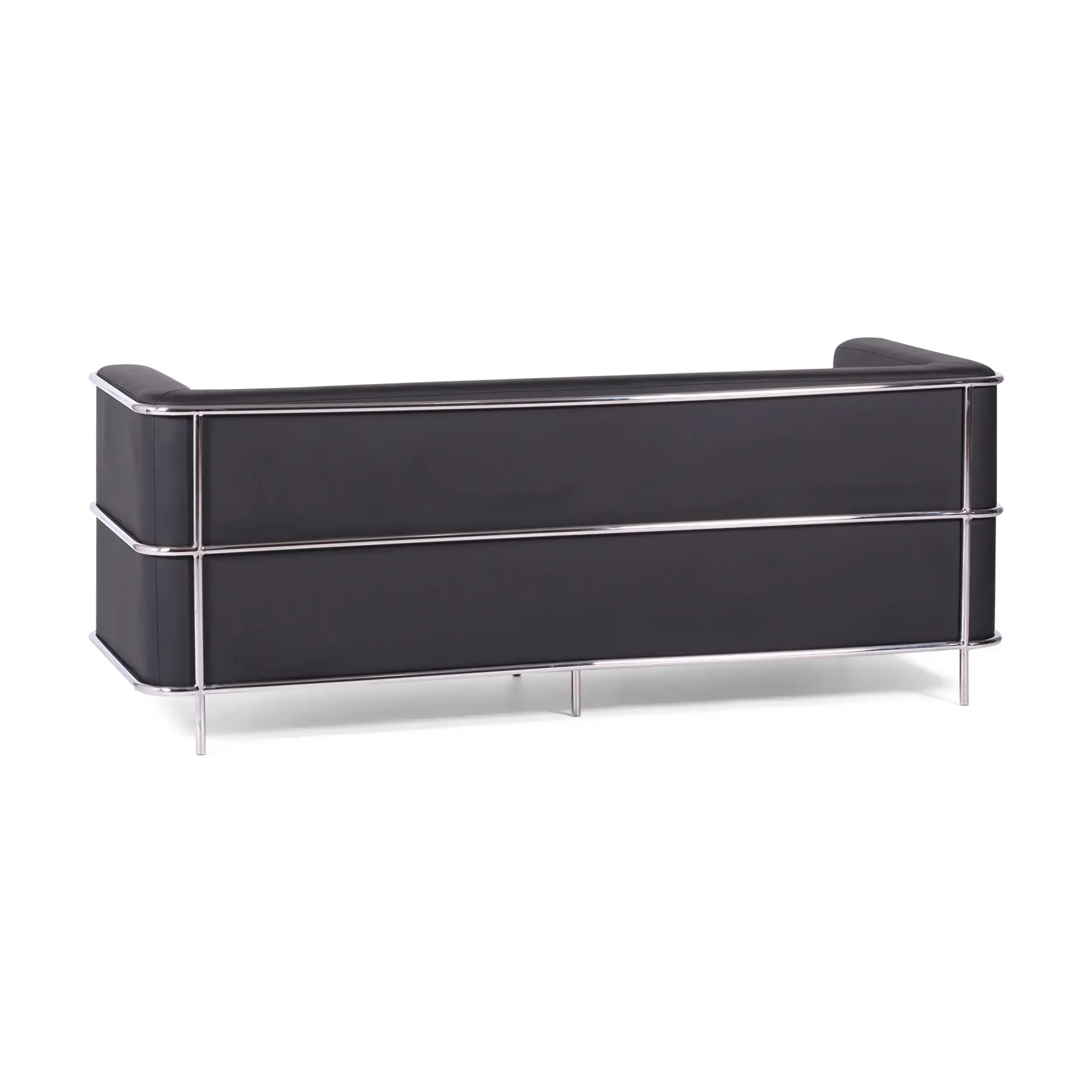 Sofá Torino de 3 lugares em couro ecológico e aço cromado - Mueble Design