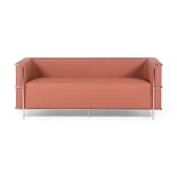 Sofa 3-osobowa Torino z ekoskóry i chromowanej stali - Mobelarium