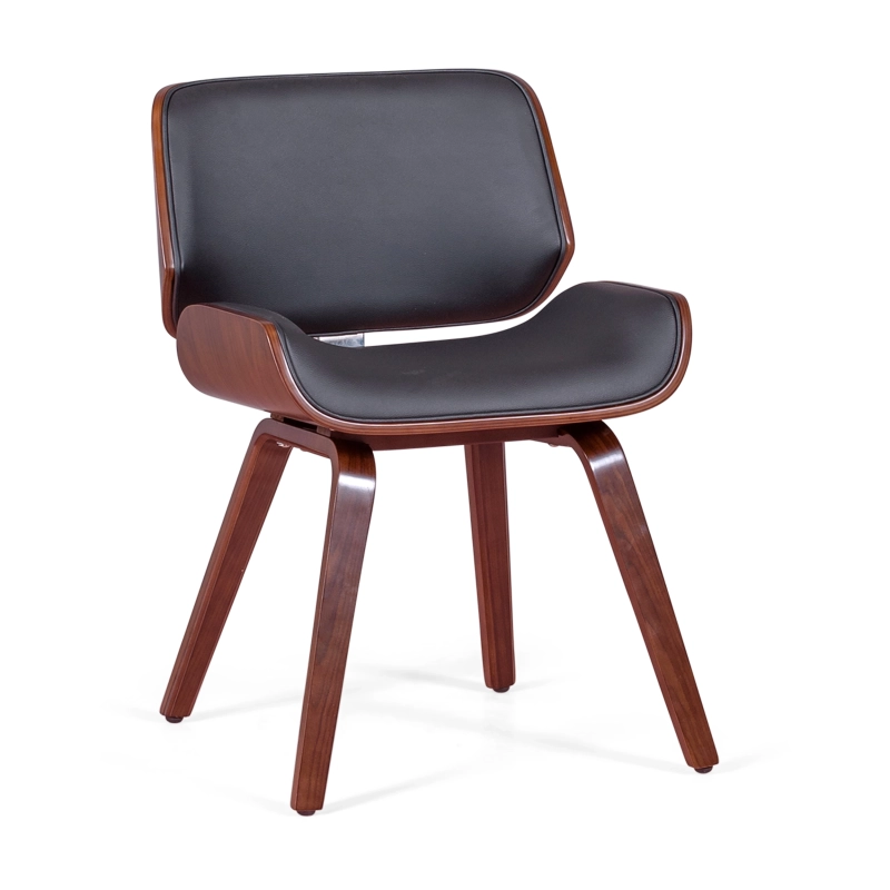 Stol Nordic i valnöt och svart konstläder | Elegant skandinavisk design