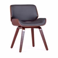 Silla Nordic en nogal y polipiel negra | Diseño escandinavo elegante