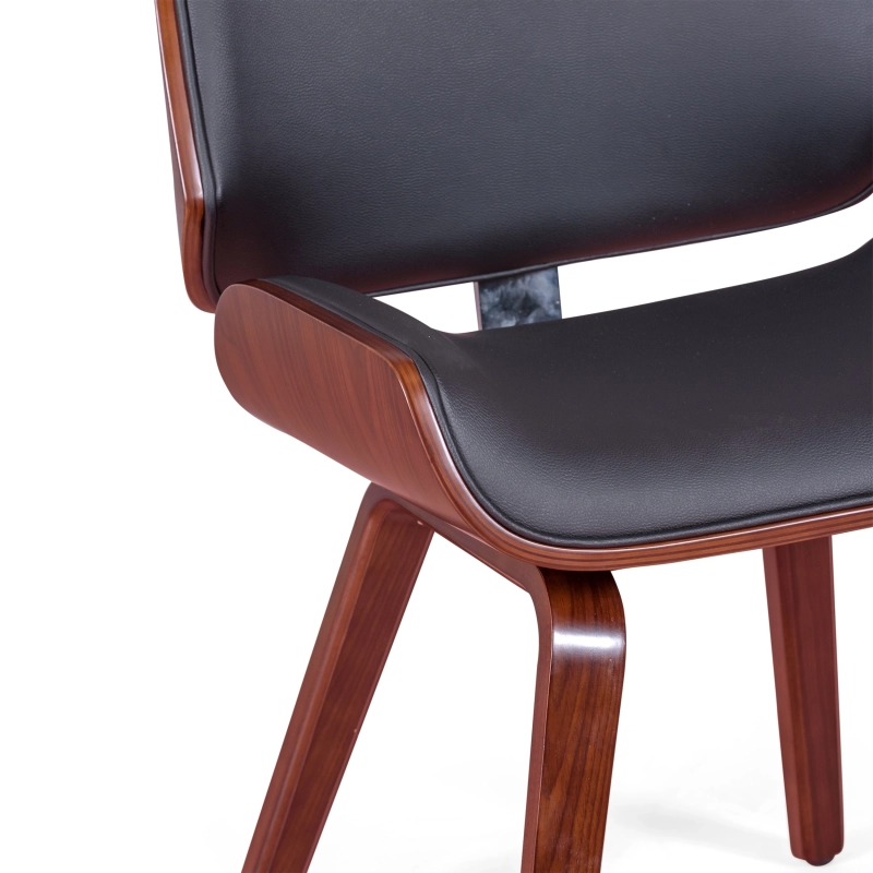 Stoel Nordic in walnoot en zwart kunstleer | Elegant Scandinavisch ontwerp