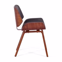 Silla Nordic en nogal y polipiel negra | Diseño escandinavo elegante