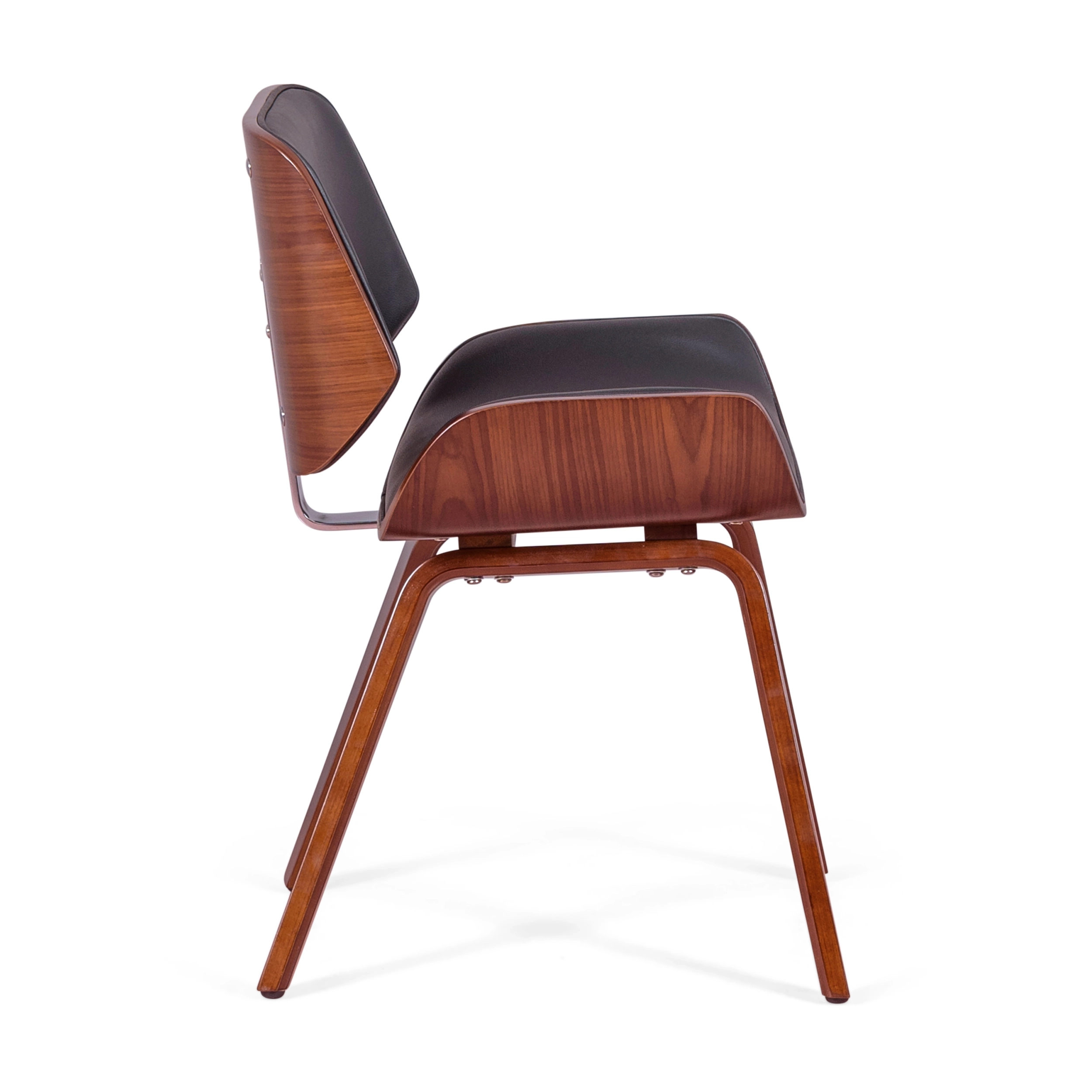 Chair Nordic in walnut and black eco-leather : Elegant Scandinavian design
