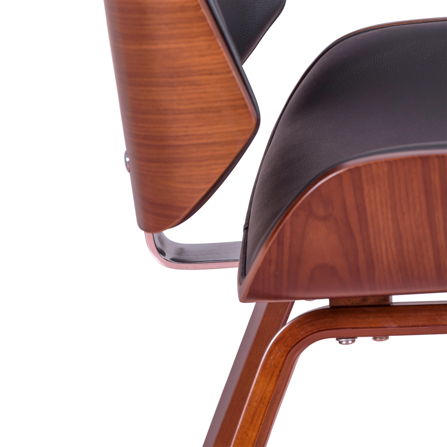 Krzesło Nordic z orzecha włoskiego i czarnej skóry ekologicznej | Elegancki skandynawski design