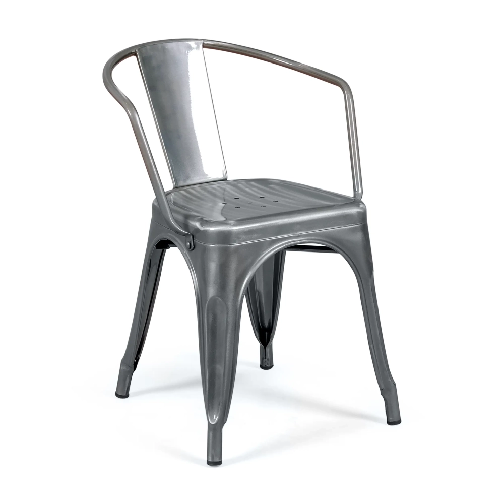 Réplica do design da cadeira Tolix com apoios para os braços