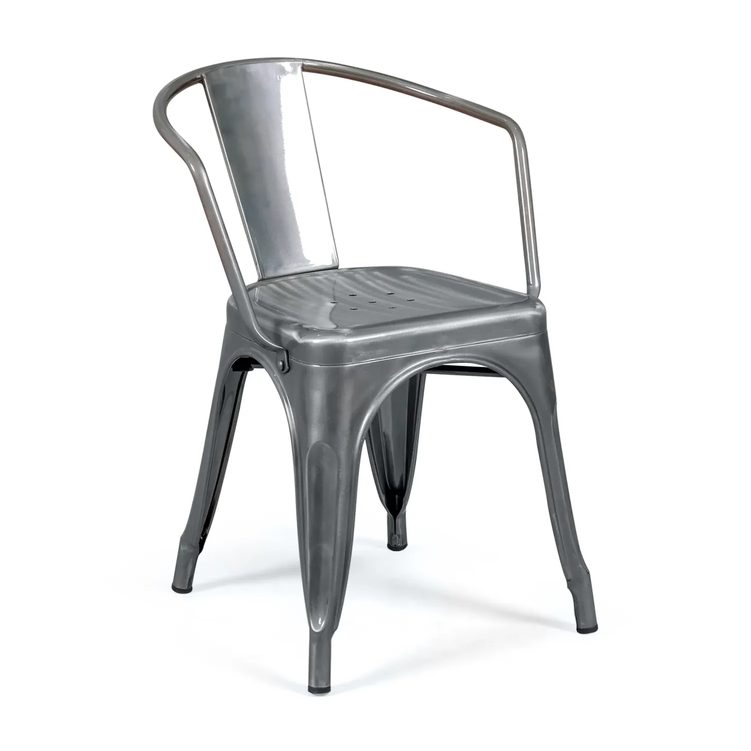 Réplica do design da cadeira Tolix com apoios para os braços