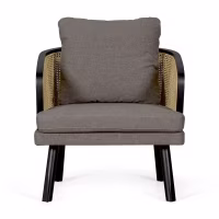 Sillón Leeds de Ratán Natural y Cojín de Algodón | Estilo Vintage Nórdico