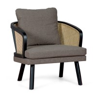 Leeds Natuur Rotan Leunstoel met Katoenen Kussen : Vintage Stijl Scandinavisch